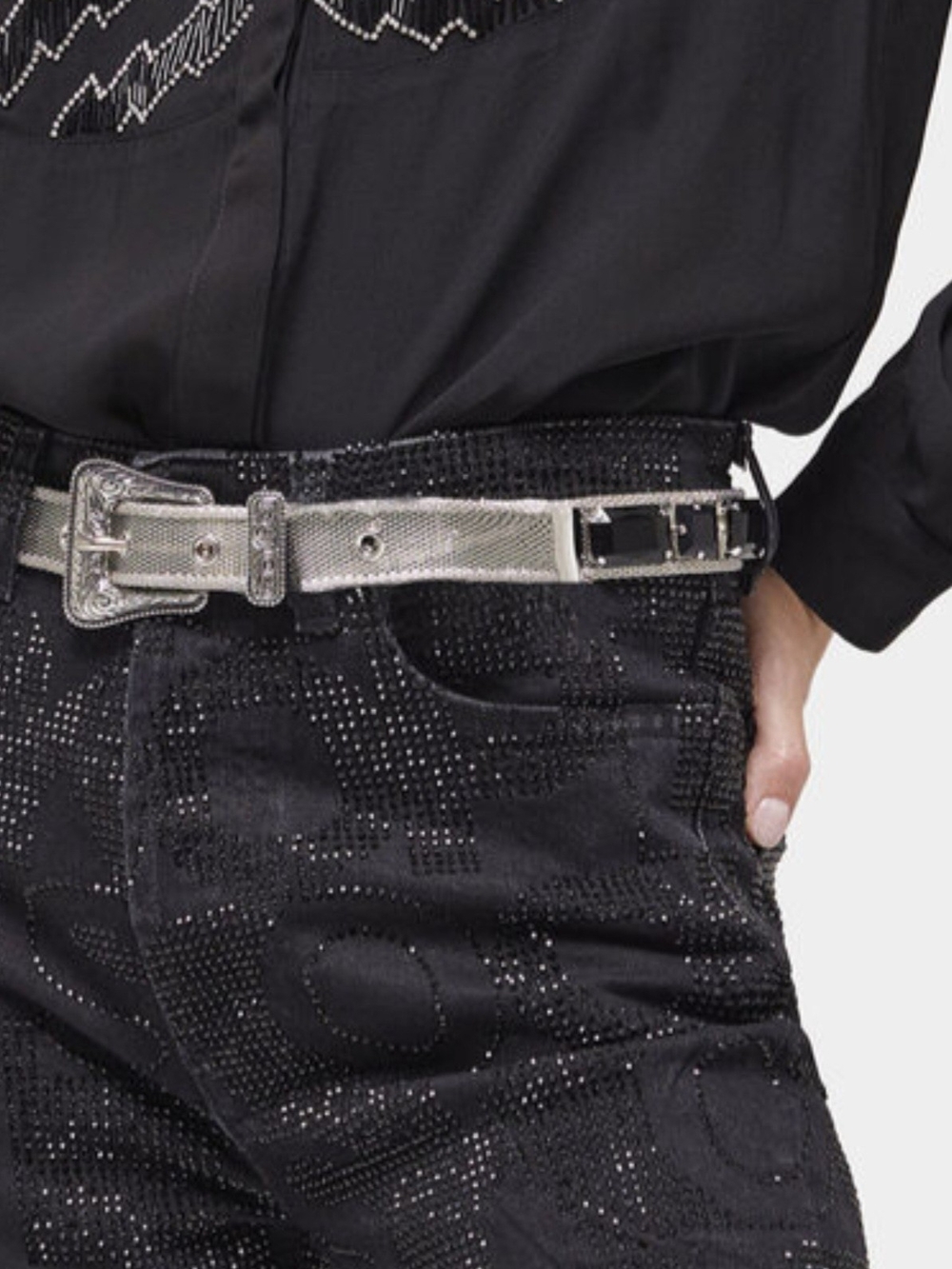 The Kooples Black Rhinestone Logo Slim Jeans